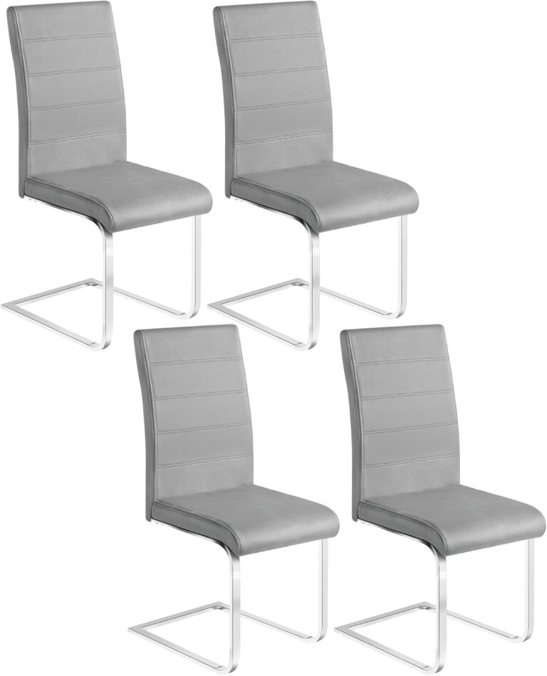 Set 4 kusů chromových židlí, šedý samet
